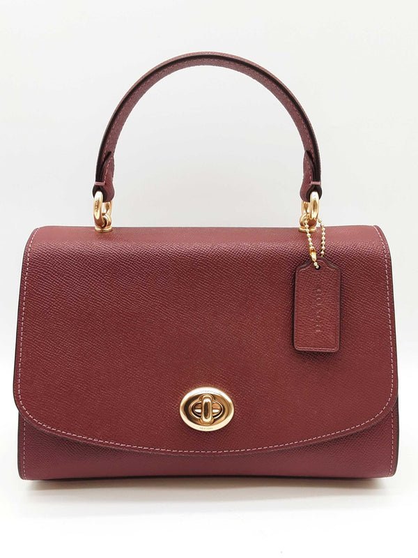 Coach Tilly Top Handle Wine Red Leather Crossbody Bag Do0825oxde