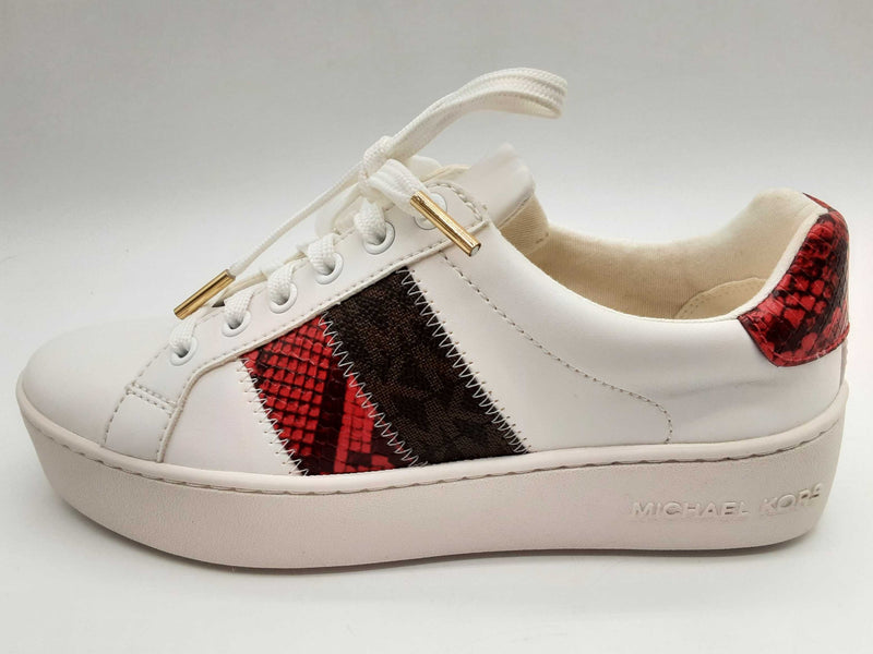 Michael Kors 49s1pofs2l Poppy Lace Up White Red Sneakers Size Us 5.5m Do0924wxde