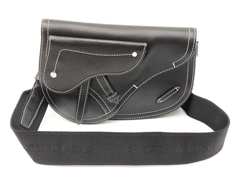 Christian Dior X Kaws Black Grained Calfskin Saddle Bag Fw0525rzxdu