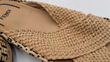 Fendi Raffia Ff Woven Crisscross Slides Size 41 Eb0825rxdu