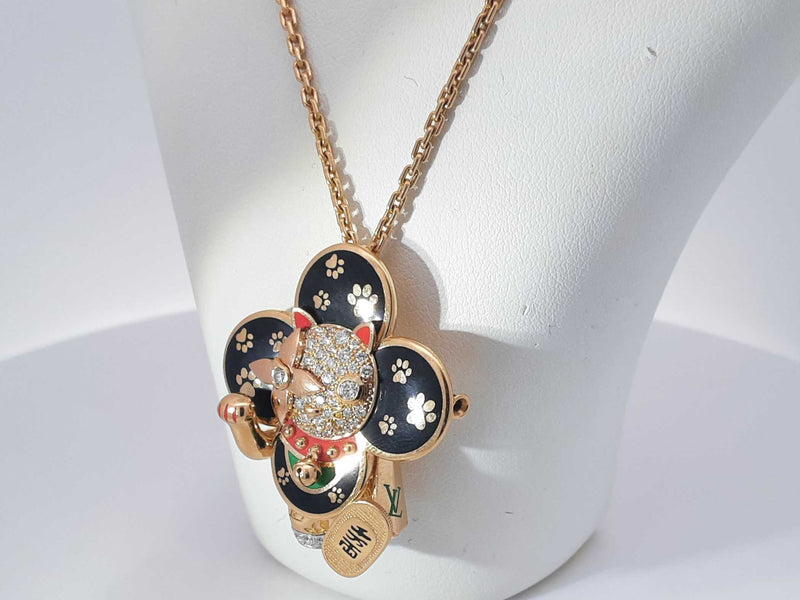 18k Louis Vuitton Vivienne Maneki Neko 3 Gold 43 G Necklace 30 In Aa1025wzxzsa