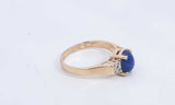 14k Yellow Gold Ring With Blue Stone & Diamonds Size 6.25 3.13 Grams Eb0324lxzsa