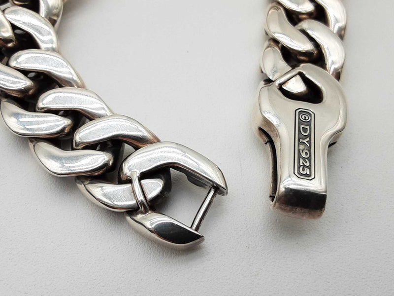 David Yurman Black Diamonds 0.925 Silver 111.1g Curb Chain Id Bracelet 7.5 In Do0625oxzxde