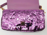 Fendi Baguette Purple Sequined Shoulder Bag Do1225lrxzde