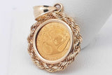 1985 Chinese Panda 999 Gold Coin Pendant Set In 14k Yellow Gold 3.4g Eb1125prxsa