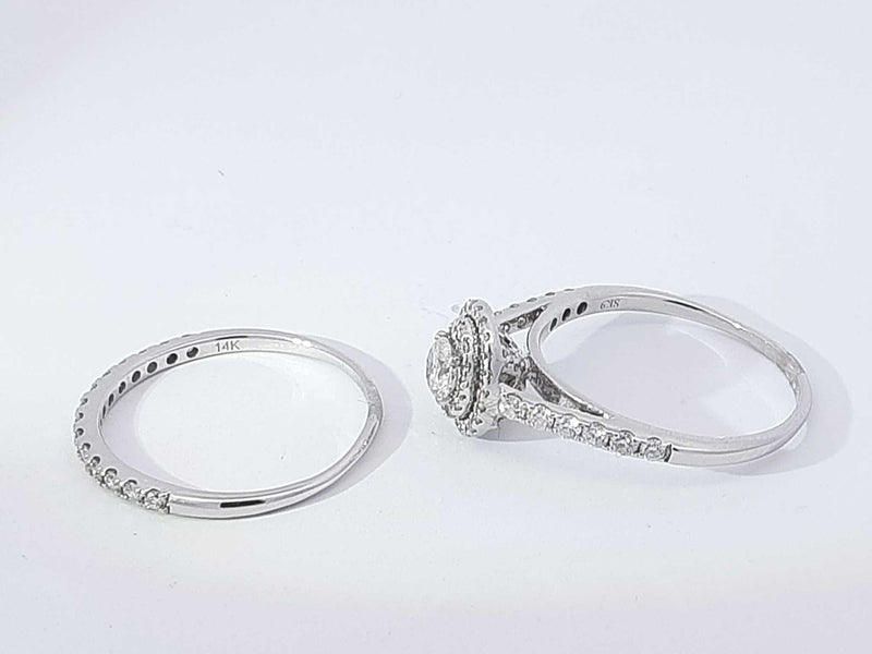 0.47 Cttw Diamond 14k White Gold Engagement Set 4.9 Grams Size 9.5 Aa0725wzxsa