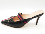 Gucci 549617 Malaga Horesbit Blue Web Mule Heels Size Eu 36.5 Do0825lxzde