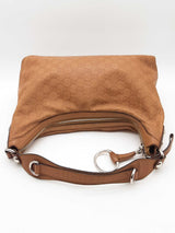 Gucci Gg Monogram Brown Leather Hobo Shoulder Bag Eb1026lrxde
