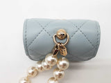 Chanel Light Blue Quilted Leather Airpod Case Do0426sxzde