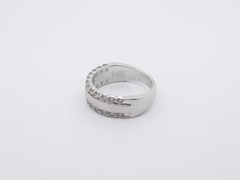 .72 Ctw Diamond 14k White Gold 6.6 Grams Ring Size 7.5 Sd0725wrzsa