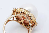 Pearl & Diamond Ring In 14k Yellow Gold 8.2 Grams Size 6.5 Eb1025prxdu