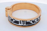 Hermes Balades Equestres Printed Enamel Hinged Bangle Bracelet 40.4g Eb0726oorde