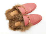 Gucci Princetown Horsebit Fur Lined Mules In Pink Leather Size 9 Fw0926lordu