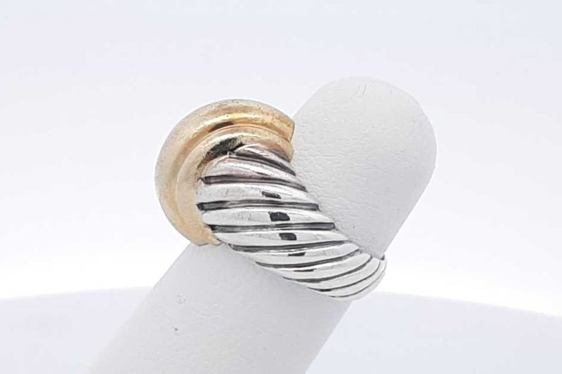 David Yurman 14k Yellow Gold & 925 Sterling Silver Cable Dome Ring 7.9g Size 3.75 Eb0325crsa