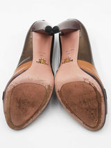 Prada Vern Metal Tricolor Patent Leather Peep Toe Pumps Size 38 Eb0126crdu