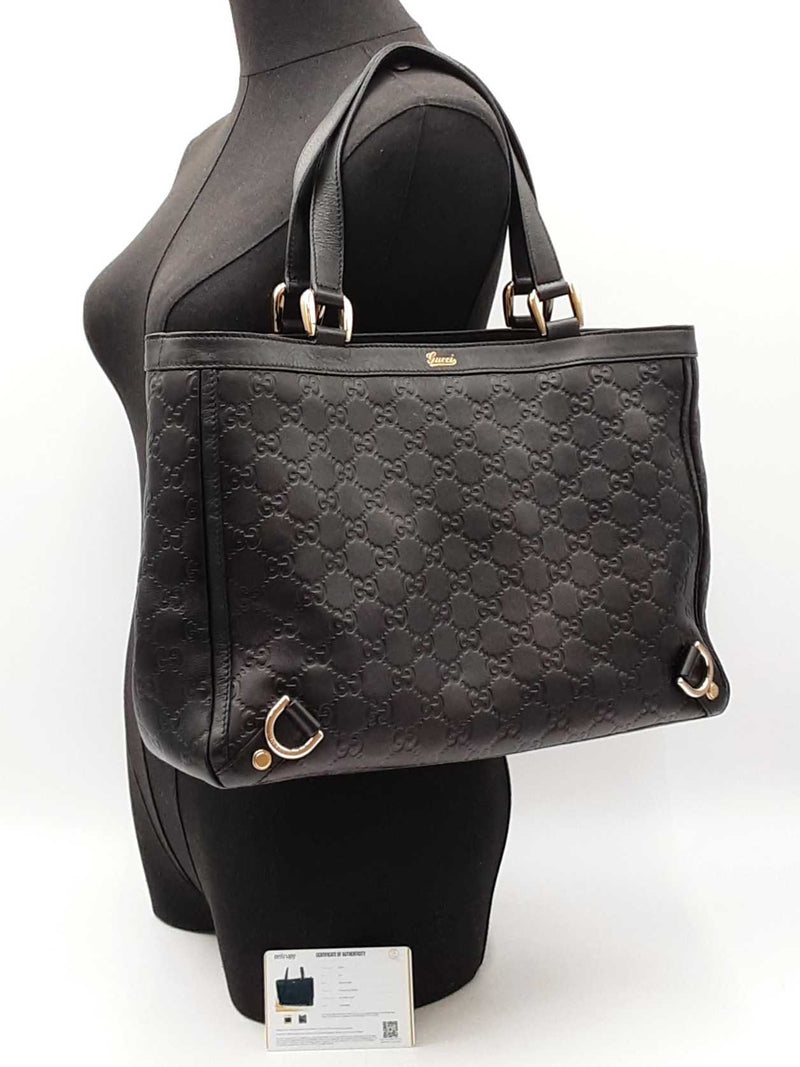 Gucci Abbey Tote Bag In Gg Guccissima Black Leather Fw0525orzdu