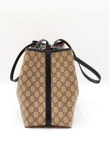 Gucci Emblem Large Tote In Beige & Brown Gg Monogram Coated Canvas Fw1225lzxzdu