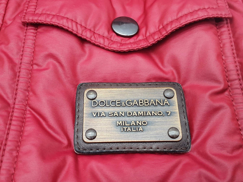 Dolce & Gabbana Red Quilted Puffy Hooded Vest Size Italian 52 Do0925lorde