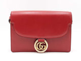 Gucci Torchon Ring Small Shoulder Bag In Cherry Red Grained Leather Fw1125rxzsa