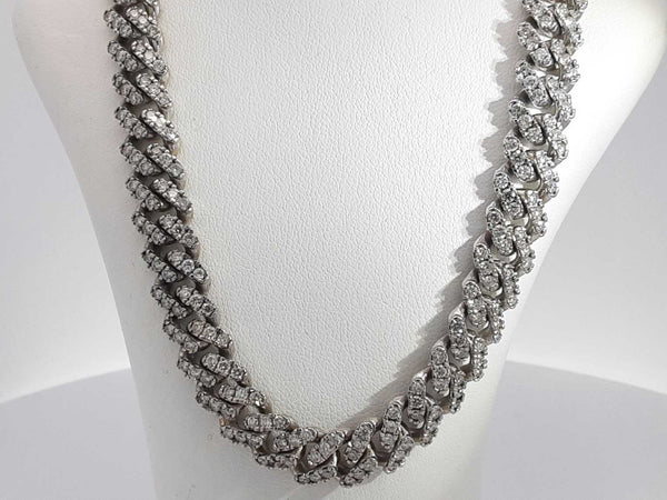 6.22 Cttw Diamond 10k White Gold Cuban Link Chain 72.8 G 20 Inches Aa0925wrxzsa