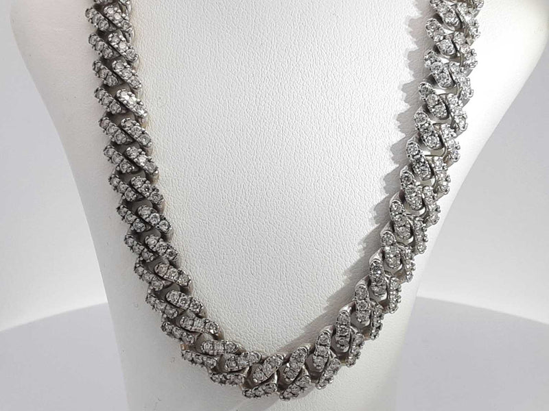 6.22 Cttw Diamond 10k White Gold Cuban Link Chain 72.8 G 20 Inches Aa0925wrxzsa