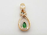 Synthetic Emerald Diamonds 14k Yellow Gold 1.8g Pendant Do0425cxde