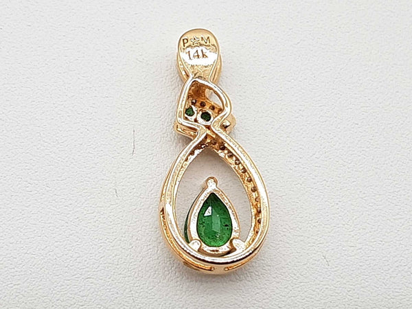 Synthetic Emerald Diamonds 14k Yellow Gold 1.8g Pendant Do0425cxde