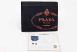 Prada Dark Blue Saffiano Leather Logo Card Case Wallet Eb0526lxrsa