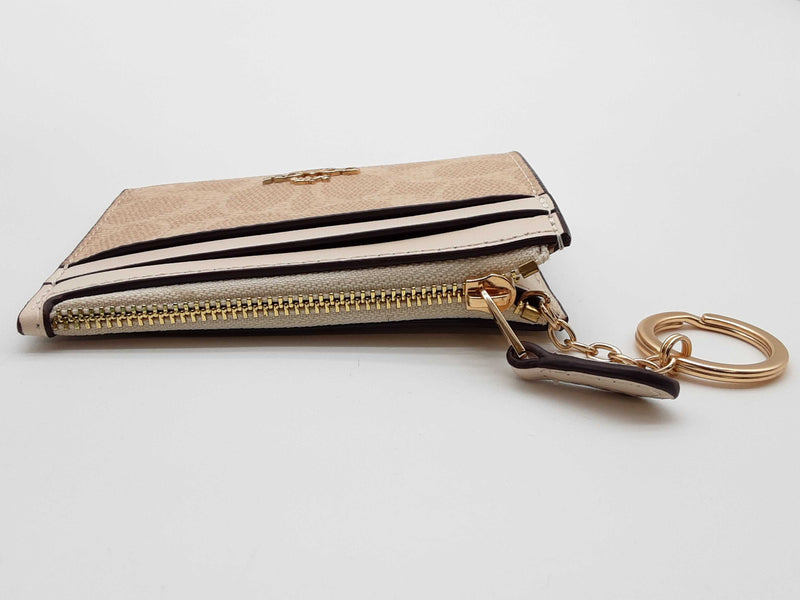 Coach Mini Skinny Sand Beige Signature Coated Canvas Id Case Do0325orde