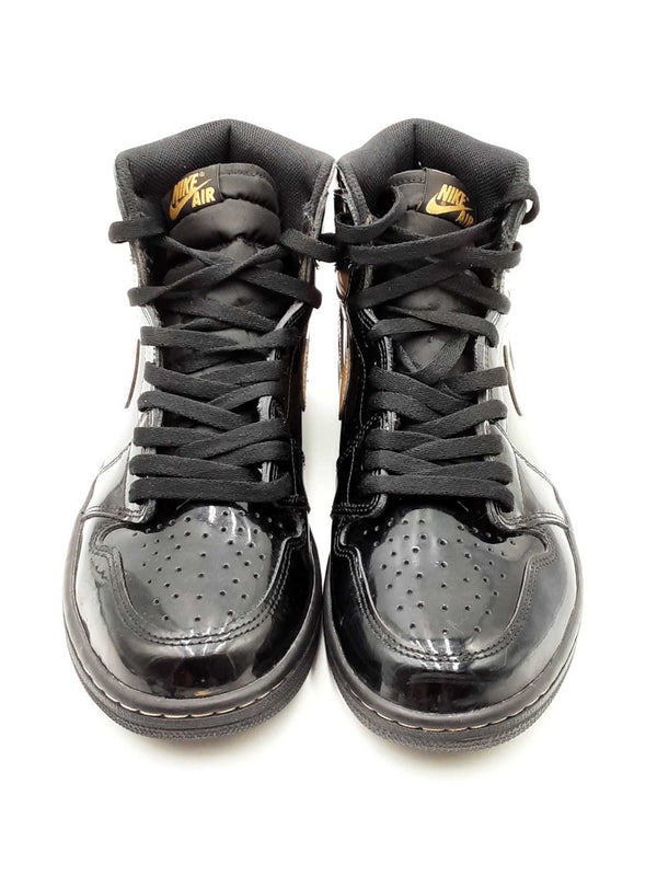 Nike Air Jordan 1 High Black & Gold Patent Leather Sneakers Size 10.5 Eb1224wpdu