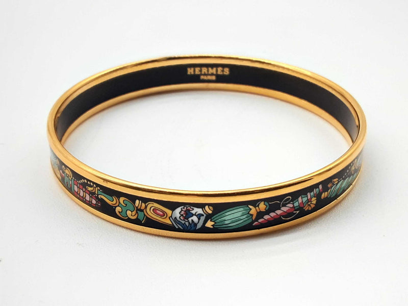 Hermes Perfume Bottle Painted Enamel Gold Plated Bangle Bracelet Do1123exzde