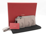 Cartier Panther Motif Tri Pouch Wallet In Gray Leather Fw1225lczdu
