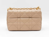 Christian Dior Small Soft Caro Bag In Beige Macrocannage Lambskin Fw0326srxdu