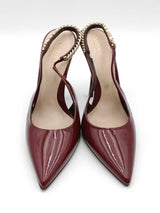 Gucci Signoria Burgundy Patent Leather Slingback Pumps Size 40 Eb0926oxzsa