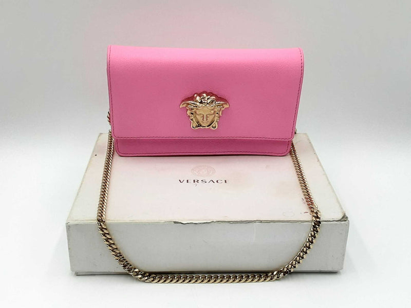 Versace La Medusa Palazzo Chain Pink Evening Bag Fw1224pxzdu