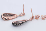 Effy Espresso & White Diamond Pendant & Earrings 14k Rose Gold 7.1g Eb0326cxzdu