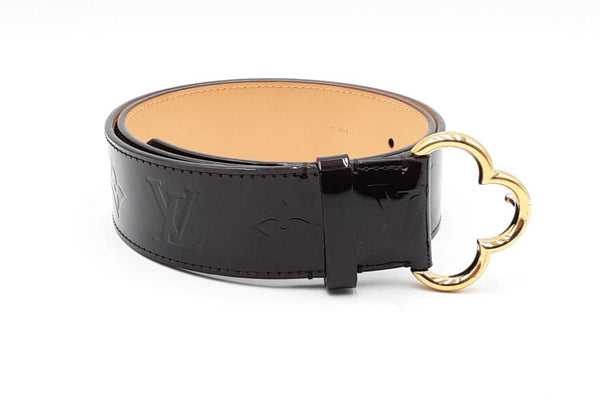 Louis Vuitton Monogram Vernis Patent Leather Belt With Fleur Buckle Eb1224lrxdu