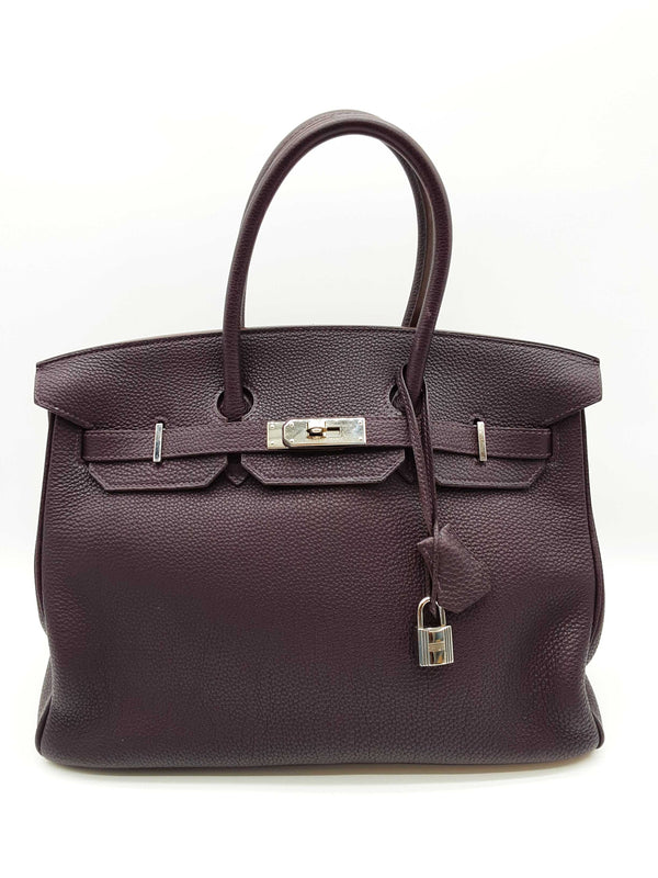 Hermes Birkin 35 Raisin Purple Clemence Palladium Hardware Handbag Do0825exzxde