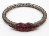 Rubies Gunmetal Plated 14k Yellow Gold 7.1g Lips Mesh Bracelet Do1225cxzde
