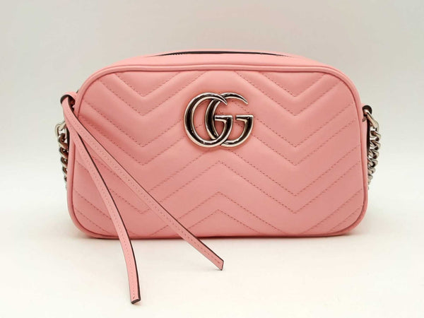 Gucci Marmont Shoulder Bag In Pink Matelassé Leather Fw0125worsa