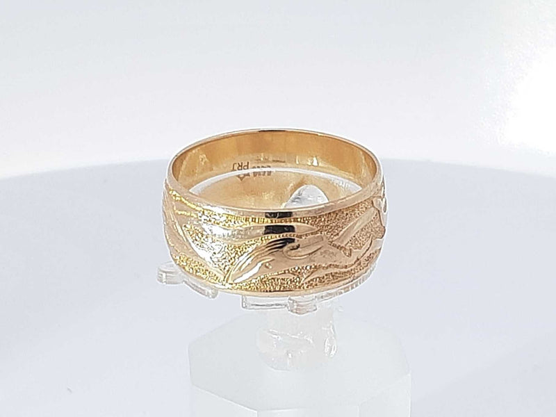 14k Yellow Gold 4.7 Grams Fancy Band Size 7.5 Aa0725lixsa