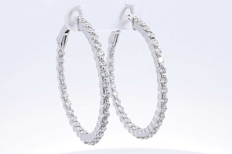 Approx. 2.48ctw Diamond Hoop Earrings In 14k White Gold 11.2 Grams Eb1124lxxzsa