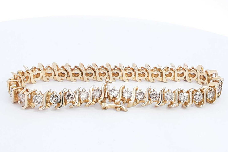 Approx. 6.6ctw Diamond Bracelet In 14k Yellow Gold 22.4 Grams 7 In Eb0724oxxzsa