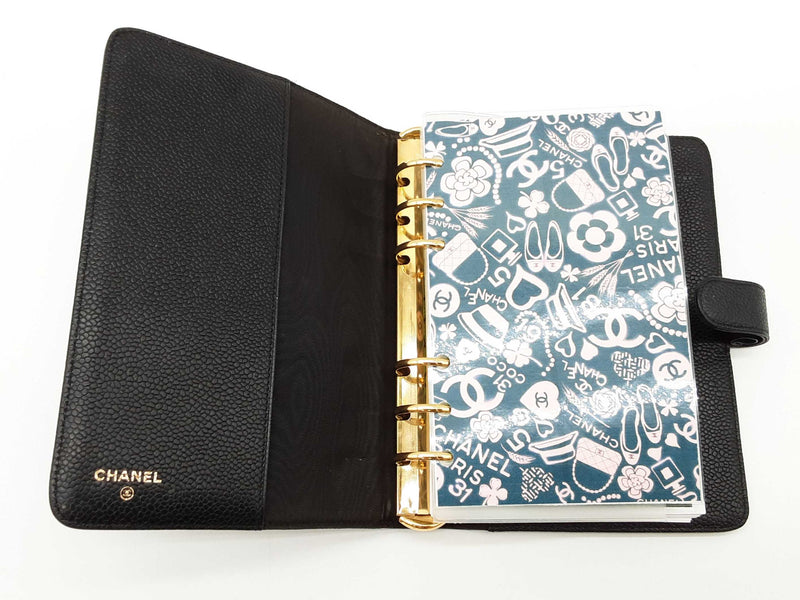 Chanel Timeless Black Caviar Classic Ring Agenda Cover Sd1225wrzde