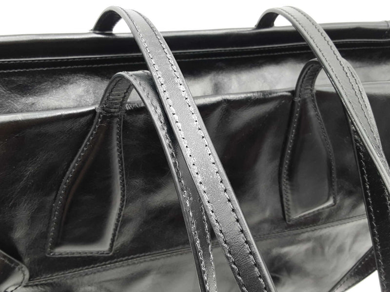 Balmain Track Shiny Leather Black Tote Bag Sd0725rzxsa