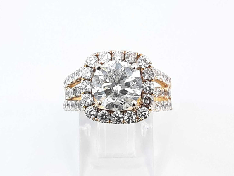 3.59 Cttw Diamond & 14k Yellow Gold Halo Ring 7.8 Grams Size 5.75 Fworxzdu