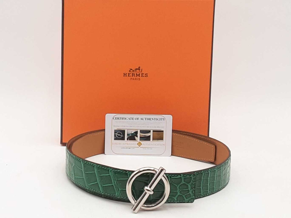 Hermes Hunter Green “24” Leather Belt Hunter Green Epsom Slim Strap - Handcrafted Leather Watch  main image 4