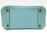 Hermes Birkin 25 Bleu Atoll Teal Swift Leather Gold Handbag Do0325lrrxzde
