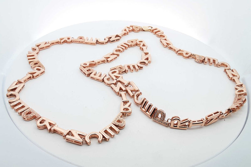 14k Rose Gold Prince Letters Necklace With Diamonds 101g 33 Inch Eb0324lrxxzsa