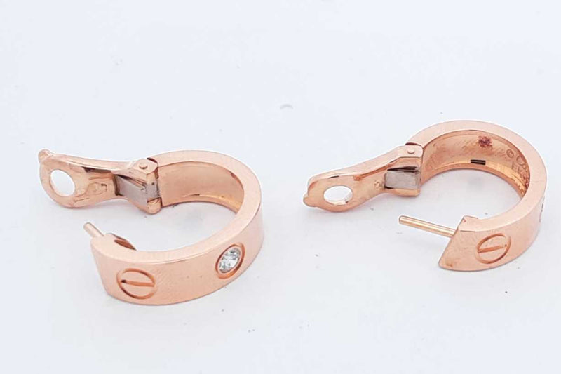 Cartier Love Hoop Earrings 18k Rose Gold With Diamonds 11.8 Grams Eb1024lxxzdu